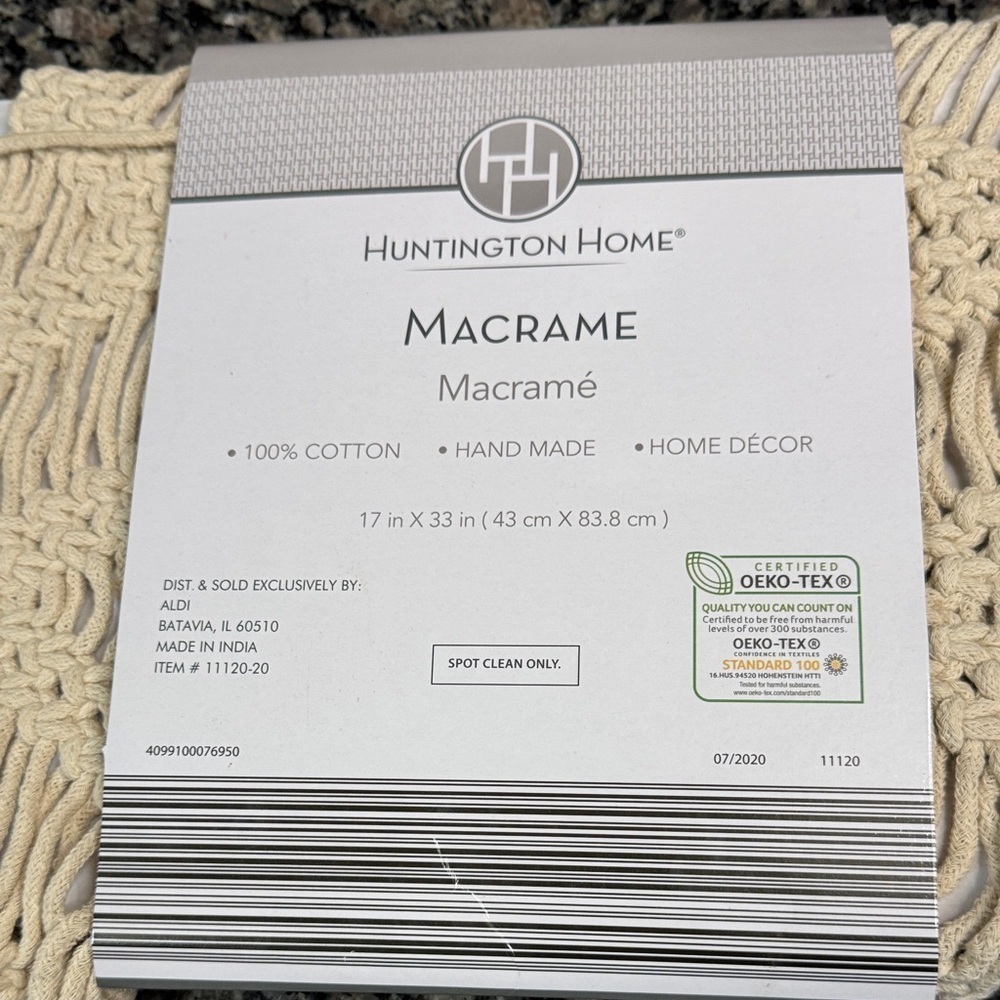 Huntington Home Cream Macrame Decor NWT - Picture 7 of 7